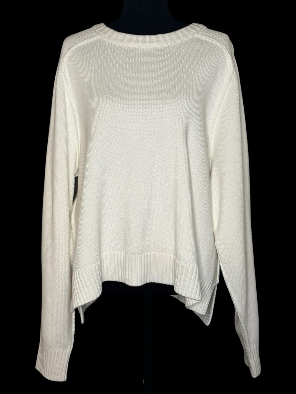 Free People White Scoop Neck Knit Sweater